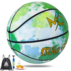 Street Basketball - Colorful Composite Leather Basketball or Men and Women - Official Size 7 (29.5”) with Pump