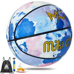 Tie Dye Basketball - Unique Indoor Outdoor Basketball Made of Composite Leather - Official Size 7 (29.5”) with Pump for Men and Women