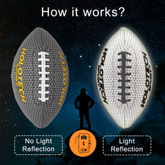 Football - Holographic Reflective Glowing Football Size 9, Hologram American Football for Youth and Adults, Durable Composite Leather Football with Pump