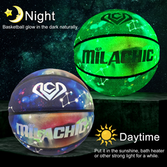 Glowing Composite Leather Luminous Basketball Size 7(29.5") with Pump