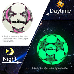 Customized Glow in the Dark Star Pattern Soccer Ball in Size 4/5 for Youth and Adult