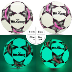 Customized Glow in the Dark Star Pattern Soccer Ball in Size 4/5 for Youth and Adult