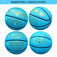 Personalized Basketball, Sparkle Glow to My Darling Basketball Gift, Cool Indoor Outdoor Glitter Shiny Leather Basketball Size 5 for Youth, Girls, Men, Women (with Pump)