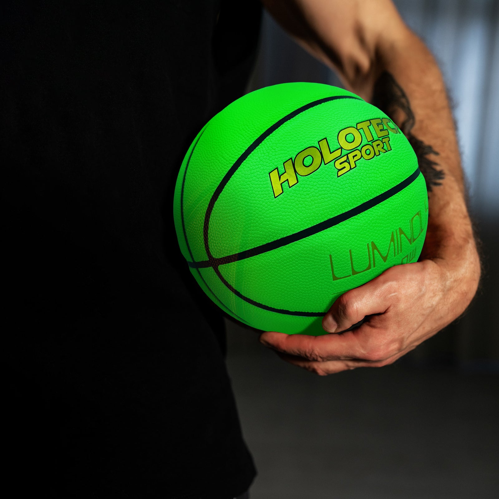 Green Basketball Glow in The Dark, Cool Glowing Indoor Outdoor Luminous Leather Basketball Size 5, Size 6, Size 7 for Youth, Women, Men (with Pump)