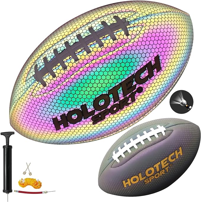 Holographic Glowing Football Peewee Size 3/6/9 Milachic®