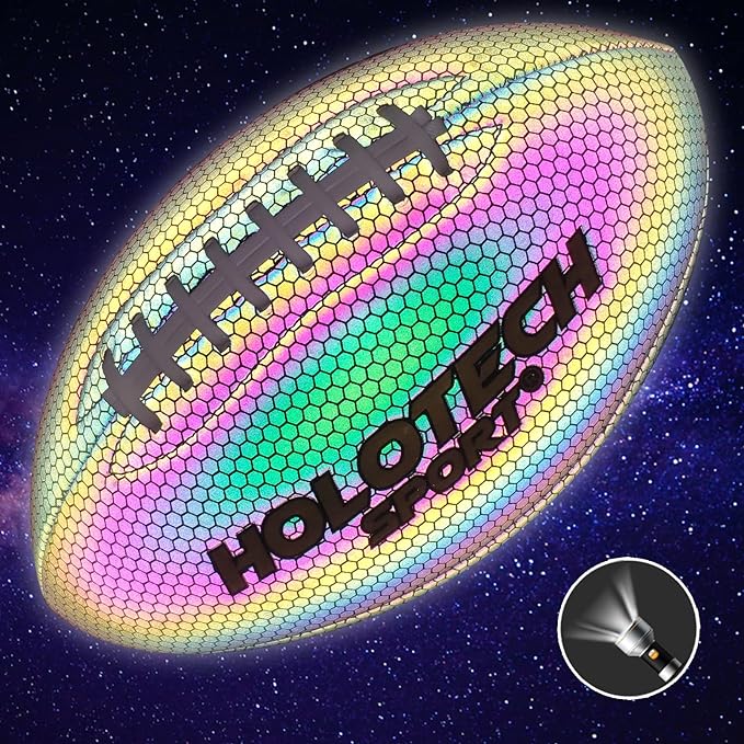 Holographic Glowing Football Peewee Size 3/6/9 Milachic®