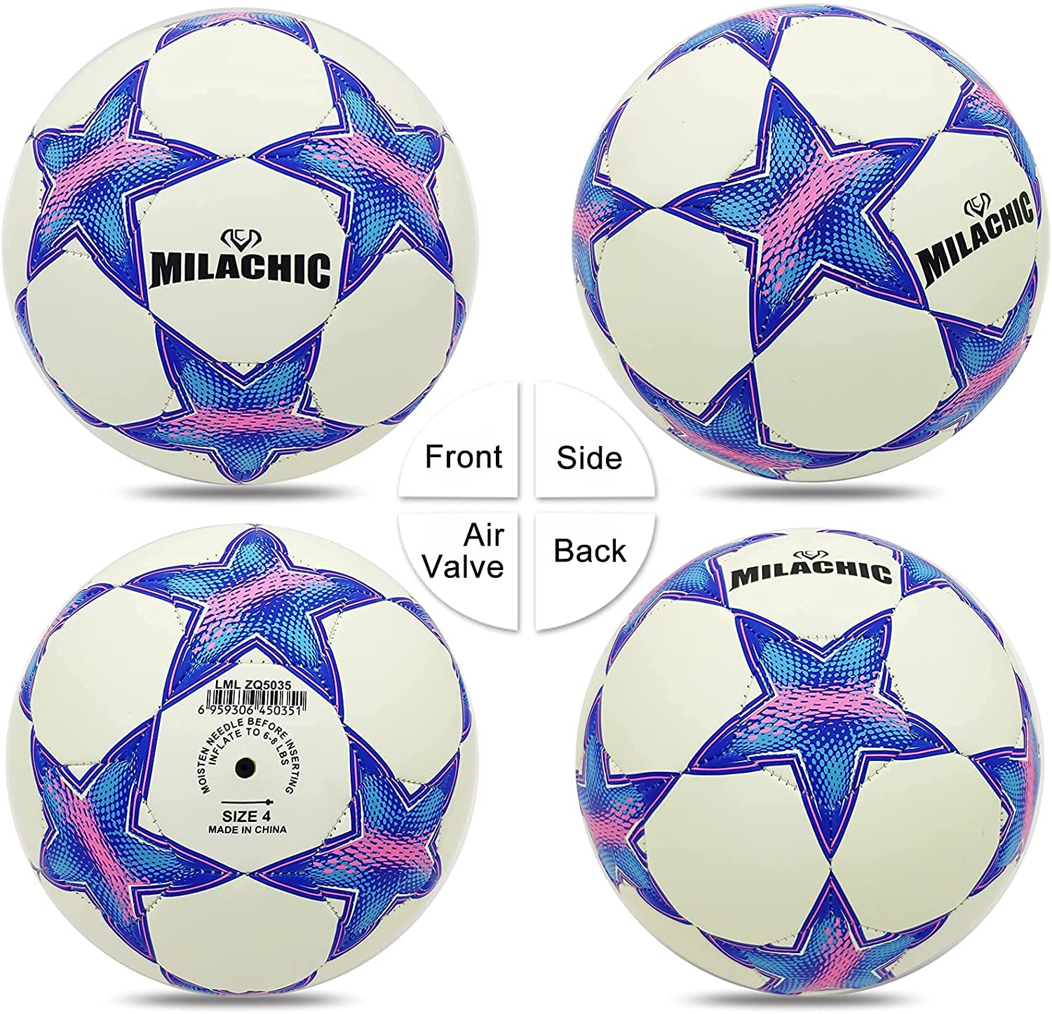 Customized Glow in the Dark Star Pattern Soccer Ball in Size 4/5 for Youth and Adult