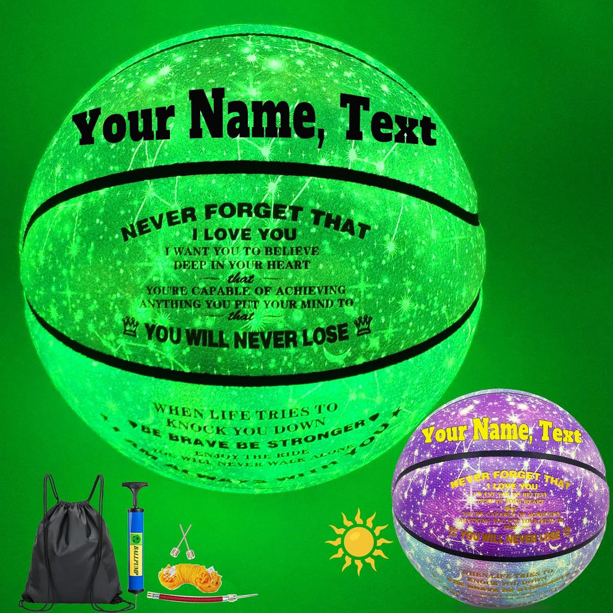 Personalized Purple Basketball Glow in the Dark Size 6 (28.5")