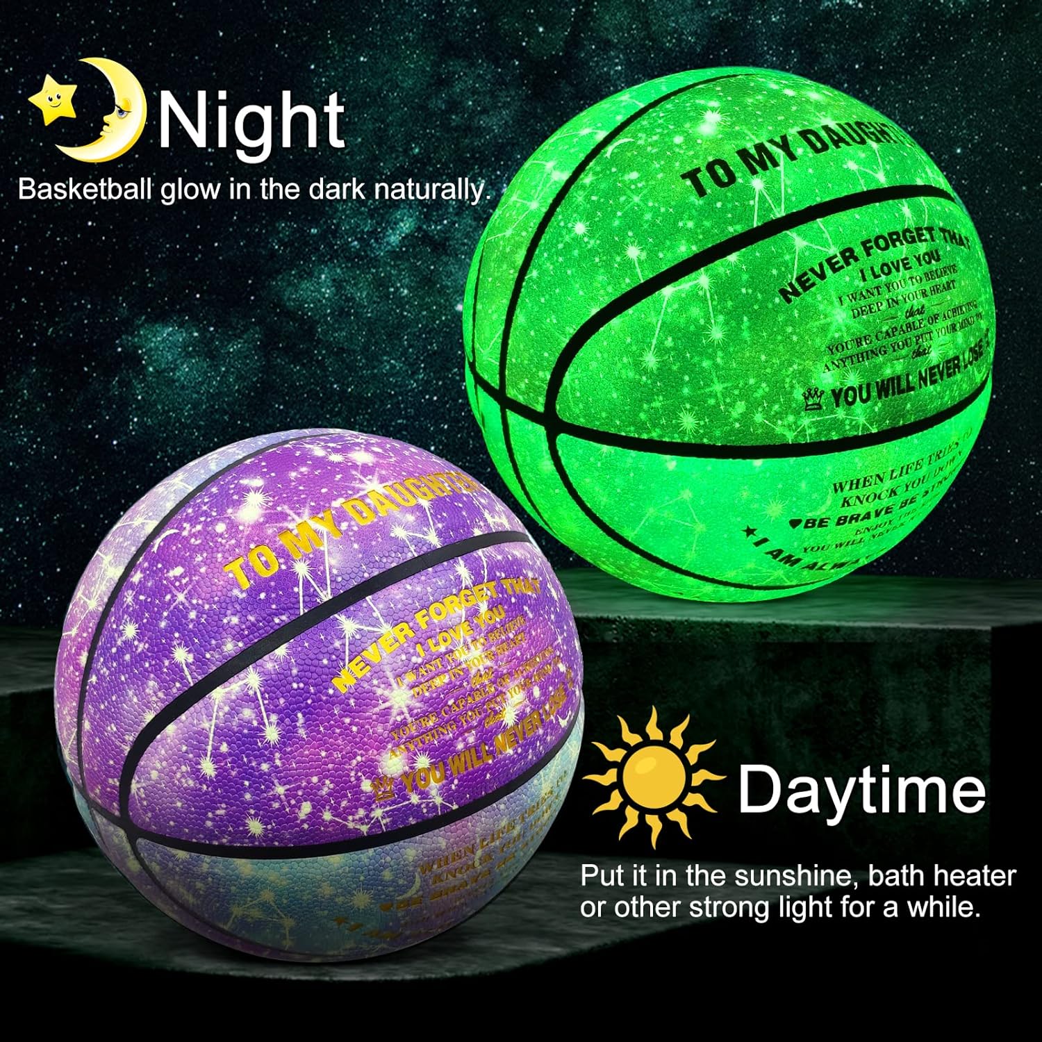 Personalized Purple Basketball Glow in the Dark Size 6 (28.5")